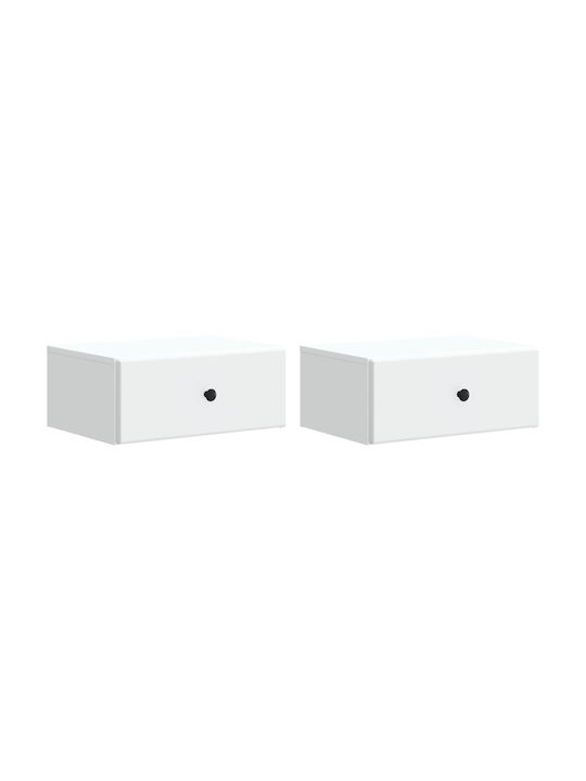 White Wooden Bedside Tables 2 Pieces 49x34.5x20cm
