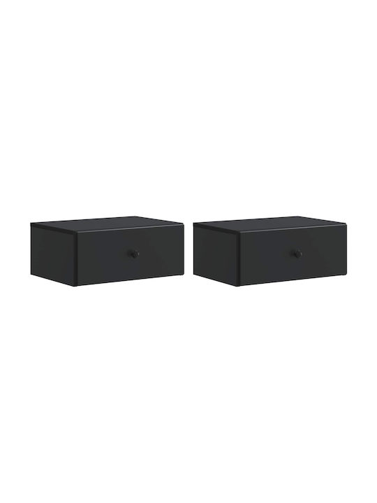 Wooden Black Bedside Tables 2 Pieces 49x34.5x20cm