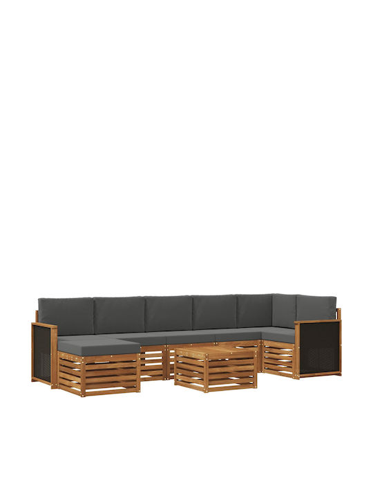 Garten- und Outdoor-Möbelsets 7 Stück Natur und...