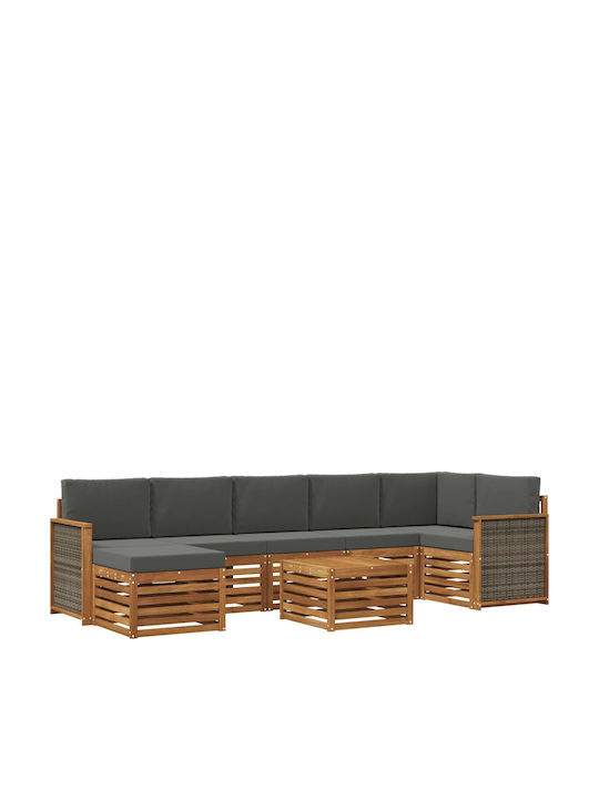 Garten- und Outdoor-Möbelsets 7 Stück Natur und...