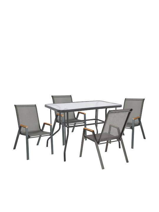 Leone 5 Pieces Outdoor Dining Room Set Gray