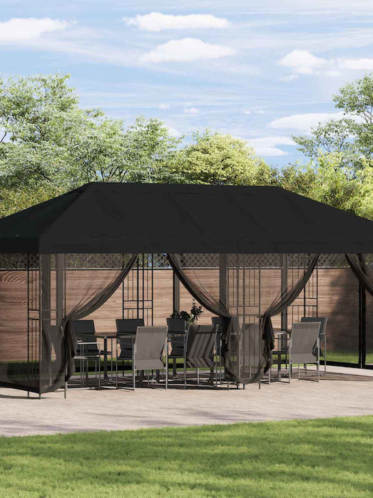 vidaXL Garden Black Gazebo 6x3m