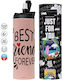 Koupakoupa Best Stainless Steel Thermos Bottle BPA Free 600ml Pink with Straw and Handle
