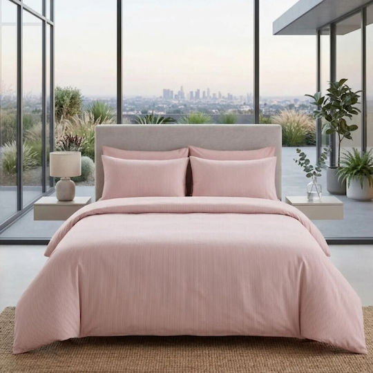 Pucioasa Pink Duvet Cover Set 200x230cm Double with 2 Pillowcases and 1 Bed Sheet