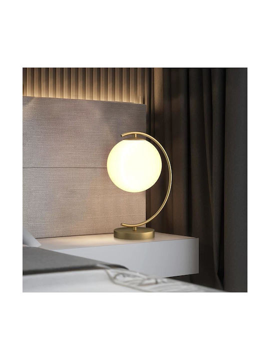 Luminastar Lampă de Masă din Sticlă pentru Soclu E27 cu Abajur Alb și Bază