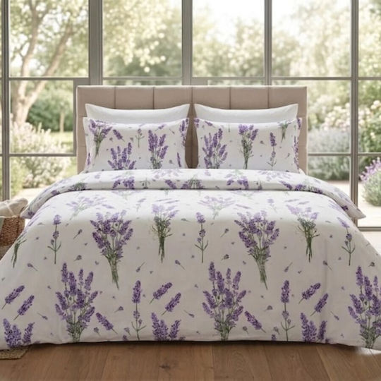 Pucioasa Σετ Παπλωματοθήκη 200x230cm Διπλή με 2 Μαξιλαροθήκες & 1 Σεντόνι Purple Lavender