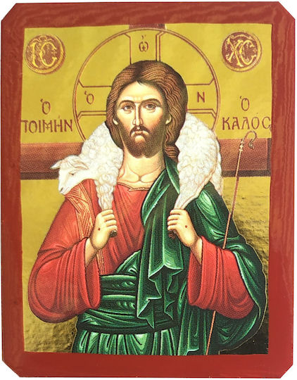 Jesus Christus O Poimen O Kalos Eikona Epipedi Katigoria Papier Tal No 000 Diasi 4.5cm X 6.0cm Heiligenikone Holz Mdf S&K Byzantinische Ikonen