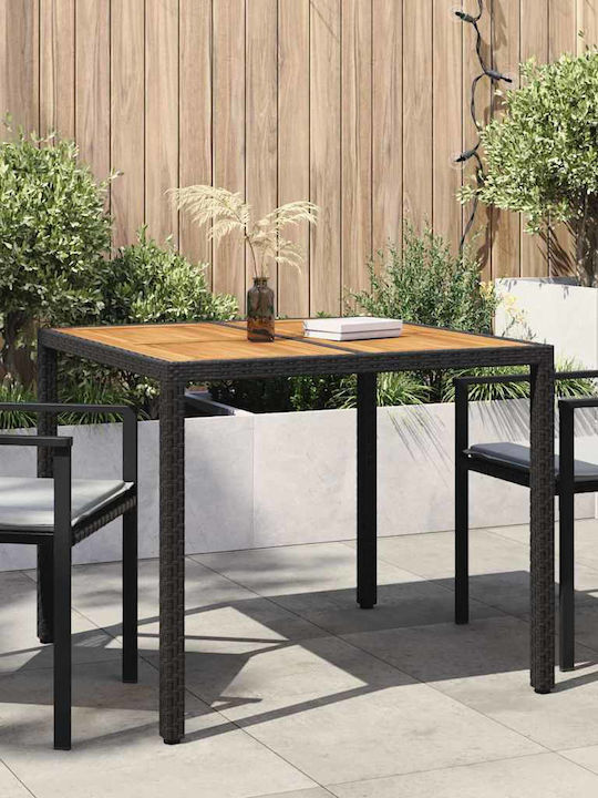 Garten- und Terrassentisch Rattan Schwarz 90x90...