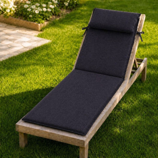 Pucioasa Pernă Pentru Pat De Soare Cu Spătar Neagră 60x190cm