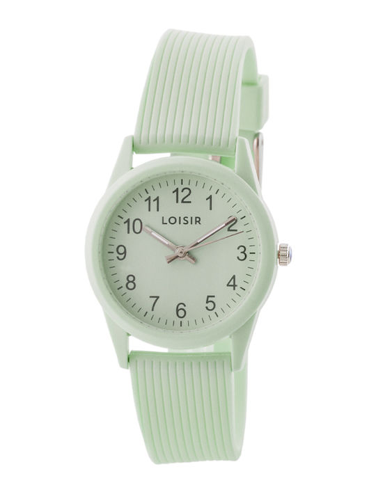 Loisir Womens Watch Battery with Green Rubber Strap