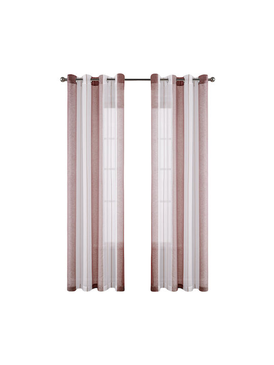 Set Perdele Pentru Fereastră Cu Capse Roz 140x245cm