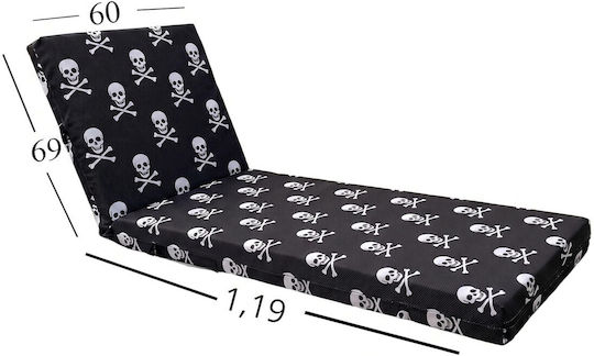Politishome Waterproof Sunbed Cushion with Backrest Grey-Black 60x188cm