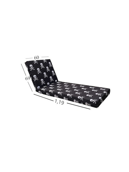 Politishome Waterproof Sunbed Cushion with Backrest Grey-Black 60x188cm