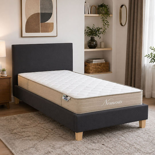 Nevil-Nemesis Bett Einzel mit Stoff mit Matratze Anthrazit