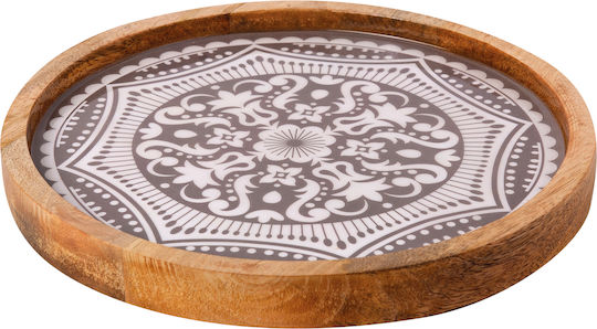 e-exoplismos Morocco Πιάτο Ρηχό Ξύλινο Γκρι με Διάμετρο 25cm