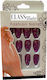 Set 12 Magenta Glitter Self-adhesive Press-on False Nails