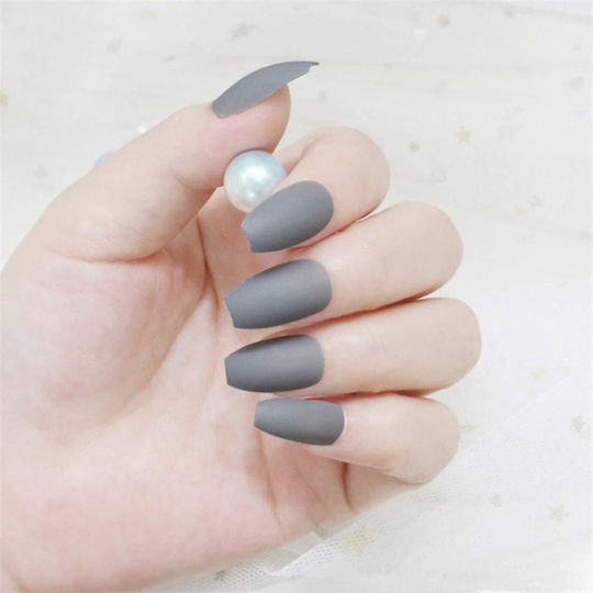 Set 24 Matt Grau Ballerina Falsche Nagelspitzen