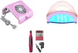 Kit Dispozitiv Manichiură Freză Unghii Aspirator Prafului Lampă UV Roz Kit Dispozitiv Manichiură Freză Unghii Aspirator Prafului Lampă UV Roz