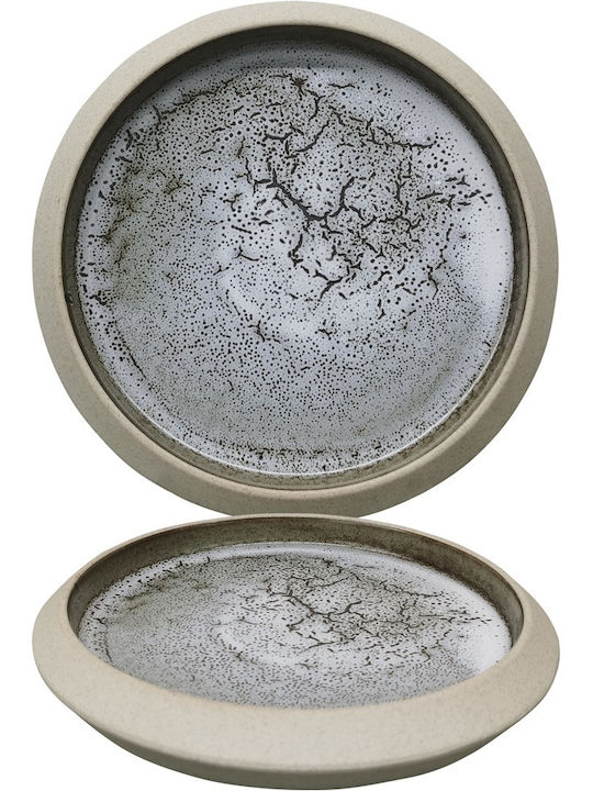Ready Shallow Porcelain Gray Plate with Diameter 28.5cm 6 Pieces