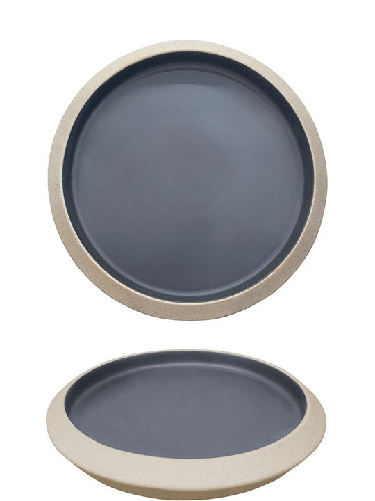Ready Shallow Porcelain Gray Plate Diameter 24cm 6 Pieces