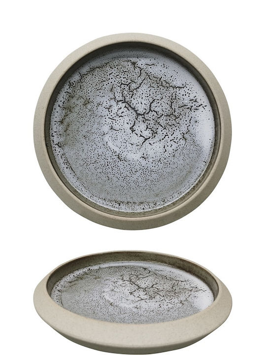 Ready Shallow Porcelain Gray Plate Diameter 24cm 6 Pieces