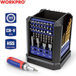 WorkPro Schraubendreher Ratsche mit 48 Magnetischen Wechselbits