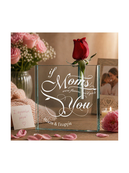 Diodoro Diodoro Dekorative Glasvase If Moms Were Flowers I’d Pick You Rosa (Personalisiert)