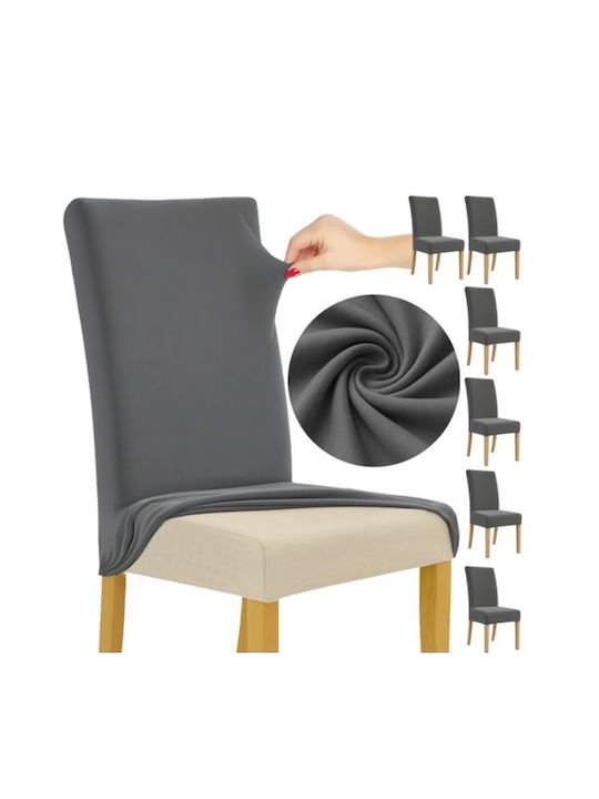 Husă Elastică Scaun Gri Închis 65x40cm 6 Bucăți