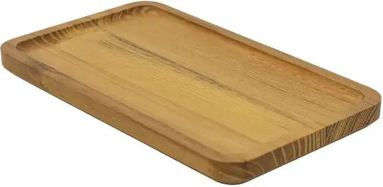 Ξύλινο Ορθογώνιο Πιάτο Teak Με Τοίχωμα 25x15 Εκ