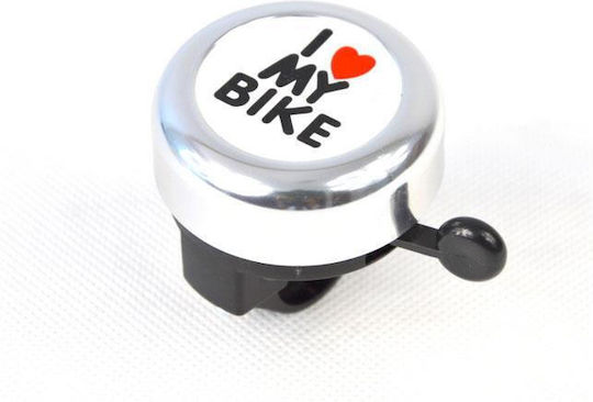 Saks I Love My Bike Bicycle Bell Silver 49mm