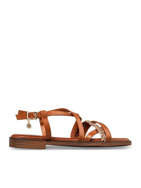 Damen Flache Sandalen Braun