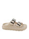 Damen Anatomisch Flache Sandalen Beiges Regelmäßige Passform