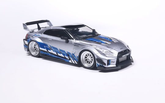1/43 Nissan Gt-r R35 W Liberty Walk Silhouette Bodykit 2020 Silver W Blue Stripes
