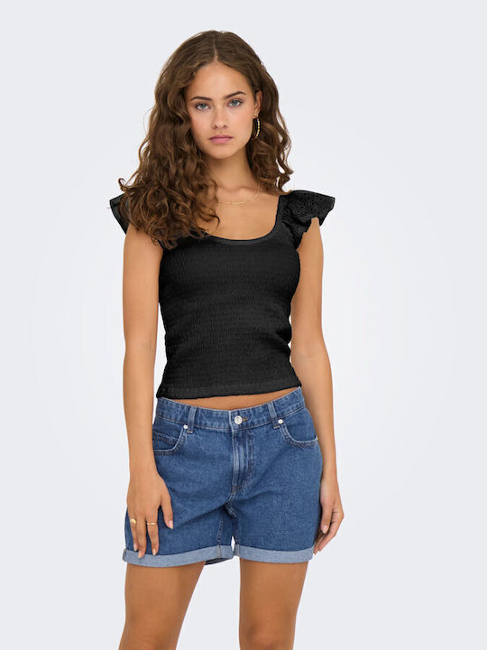 Only Γυναικεία Μπλούζα Βαμβακερή Black