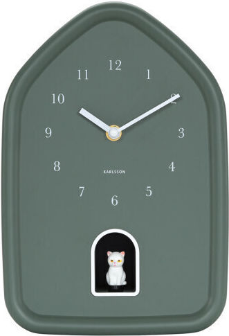 Karlsson Modern Kitty Wall Clock Green 20x7.5cm