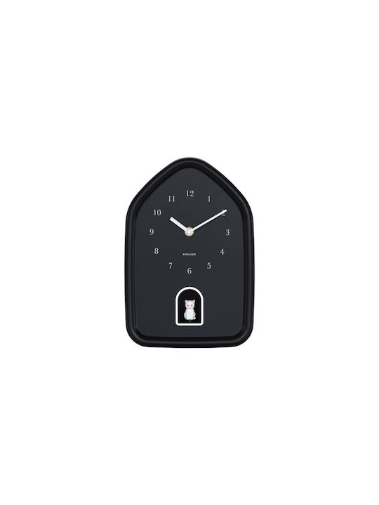 Karlsson Modern Kitty Wall Clock Black 20x7.5cm