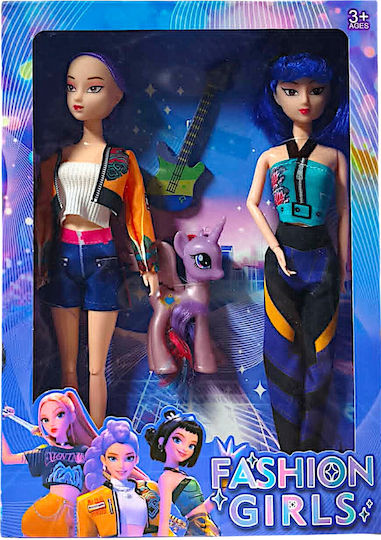 KPOP Demon Hunters Set 2 Dolls Figure Rumi & Zoey 35 cm with Unicorn and Guitar 51520-3