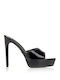 Mules In Patent Leather With High Heel In Black Colour