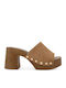 Mules With High Heel In Beige Colour