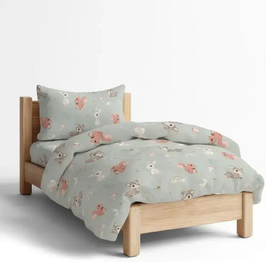 Borea Σετ Σεντόνια Μονά Βαμβακερά Woodland 160x250cm 3τμχ