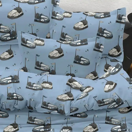 Borea Kids Sheets Set Bumping Cars Light Blue 160x250cm Borea Kids Sheets Set Bumping Cars Light Blue 160x250cm