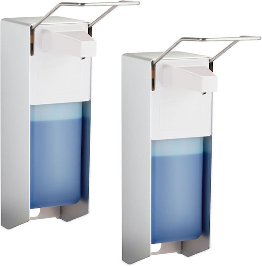 Set 2 Dozatoare Săpun Lichid Dezinfectant Relaxdays 1000 Ml 9 X 23 X 32 Cm Plastic Alb