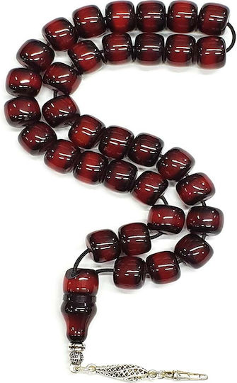 Roloi Komboloi Worry Beads with 33 Beads Made of Mastic Length 29cm Red