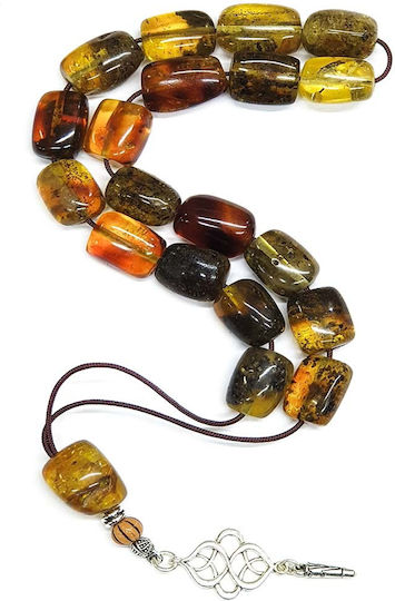 Roloi Komboloi Worry Beads with 19 Amber Beads Length 33cm Multicolour