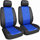 Set Car Seat Covers For Front Seats 4 Pieces Universal Blue Black Pvc & Quilted Sponge Design