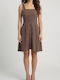 Siesta Summer Mini Dress Walnut