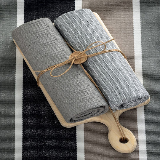 Palamaiki Mh1200 Kitchen Towels in Gray Color 40x70cm 3 Pieces