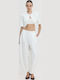 Women's Fabric Trousers in Balloon Leg Style Off White