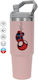 Koupakoupa Spiderman Upside Down Handled Thermos Stainless Steel 890ml Pink with Straw and Handle