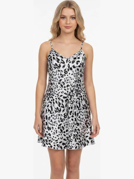 Topaki Summer Women's Nightgown Gray Animal Print